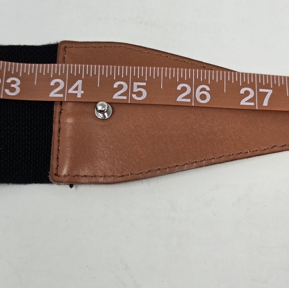 LP BY LINEA PELLE COGNAC BROWN LEATHER & BLACK STRETCH FOLD OVER BELT WOMEN M - Picture 11 of 15